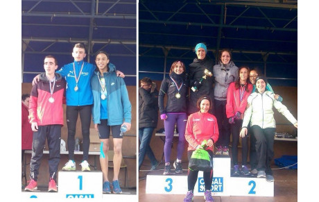 Isabelle Gillodts, Abderrazak Charik et l'Equipe Fille (cross long) Champions du Nord de Cross
